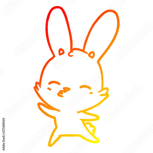 warm gradient line drawing curious waving bunny cartoon