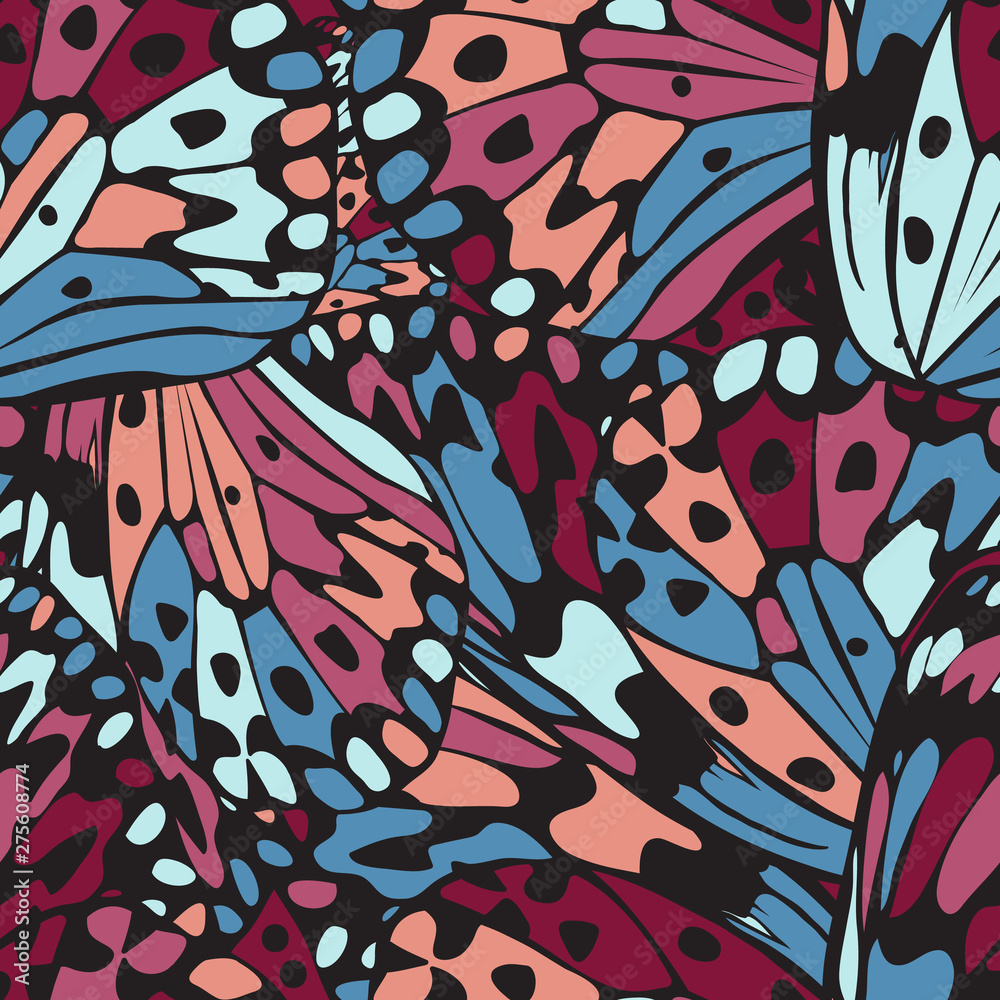 Vector seamless pattern with a wing of a butterfly.