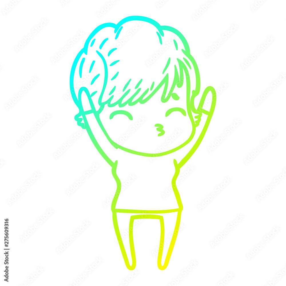 cold gradient line drawing cartoon woman thinking cold gradient line drawing cartoon woman thinking