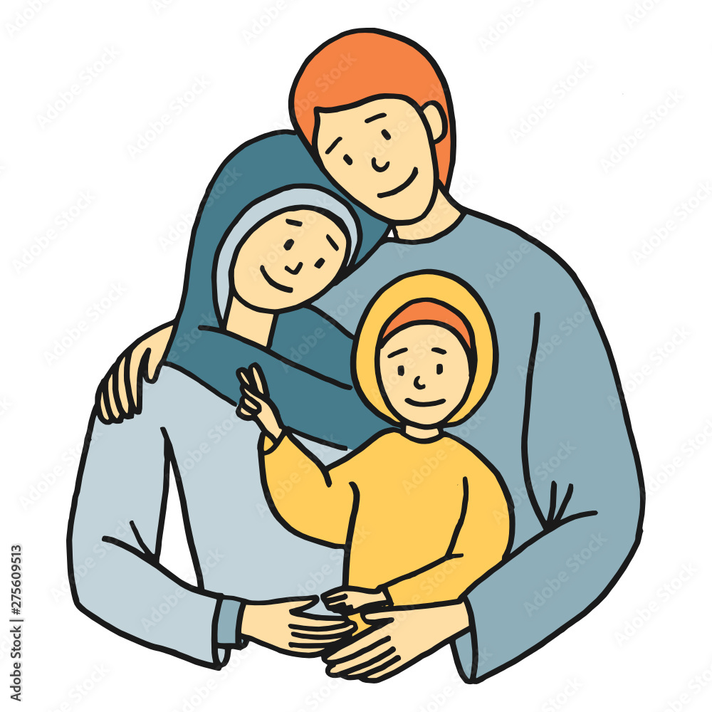 Simple cartoon style illustration of the holy family icon isolated on white background