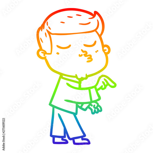 rainbow gradient line drawing cartoon model guy pouting