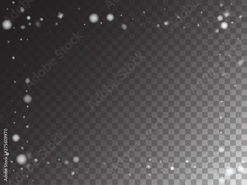 Winter Snowfall Ice Texture Vector Transparent Background. Realistic Snow Confetti Falling Down, Isolated Snowflake Scatter. Random Moving Realistic Snow Confetti, Christmas New Year Frost Decoration.