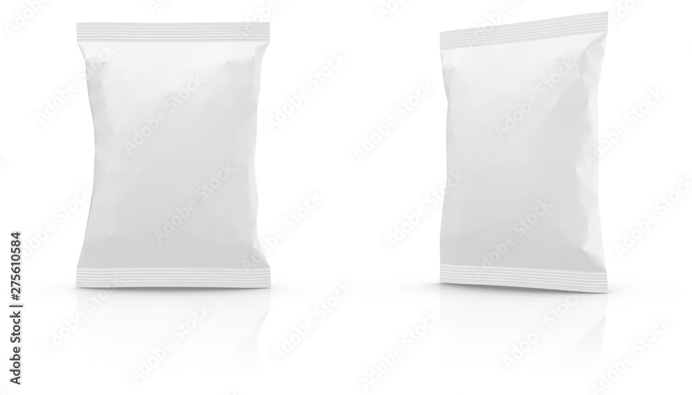 Realistic Blank Mock-up Bag isolated on white background. 100x140mm. - obrazy, fototapety, plakaty 