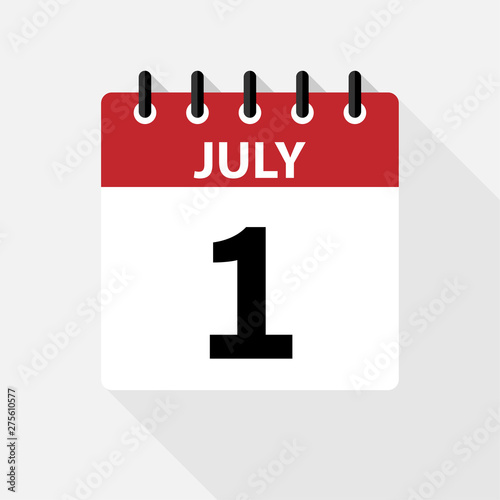 July Vector flat daily calendar icon. Date and time, day, month. Holiday.