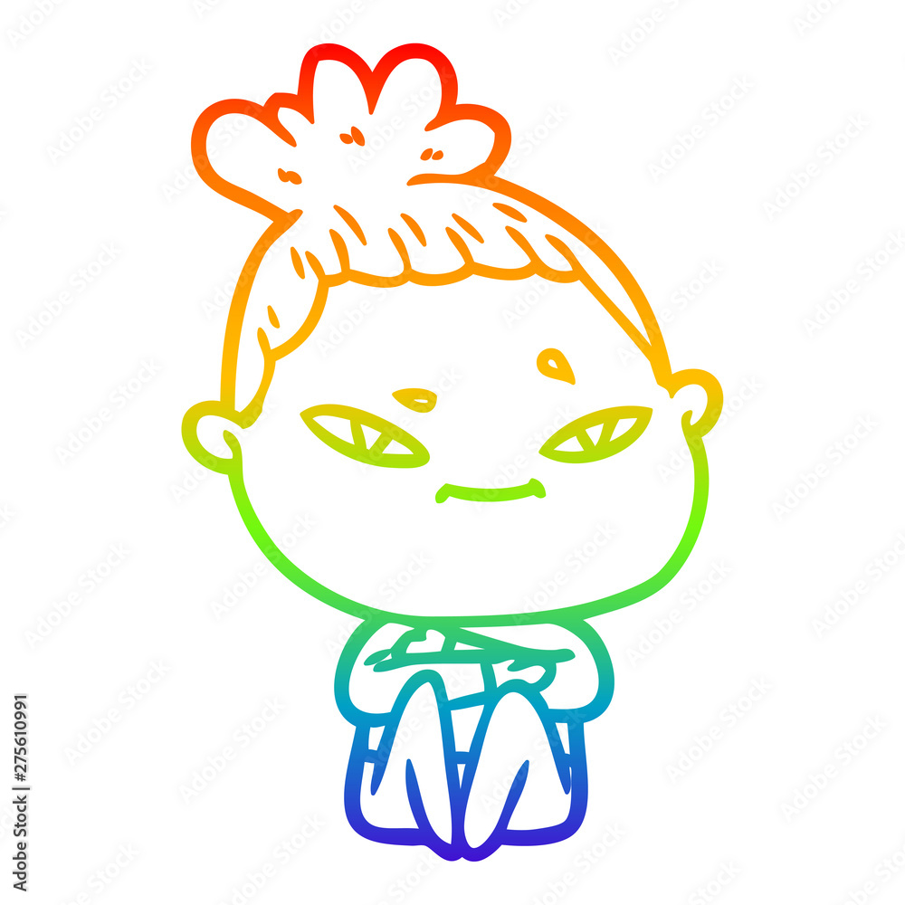 rainbow gradient line drawing cartoon woman rainbow gradient line drawing cartoon woman