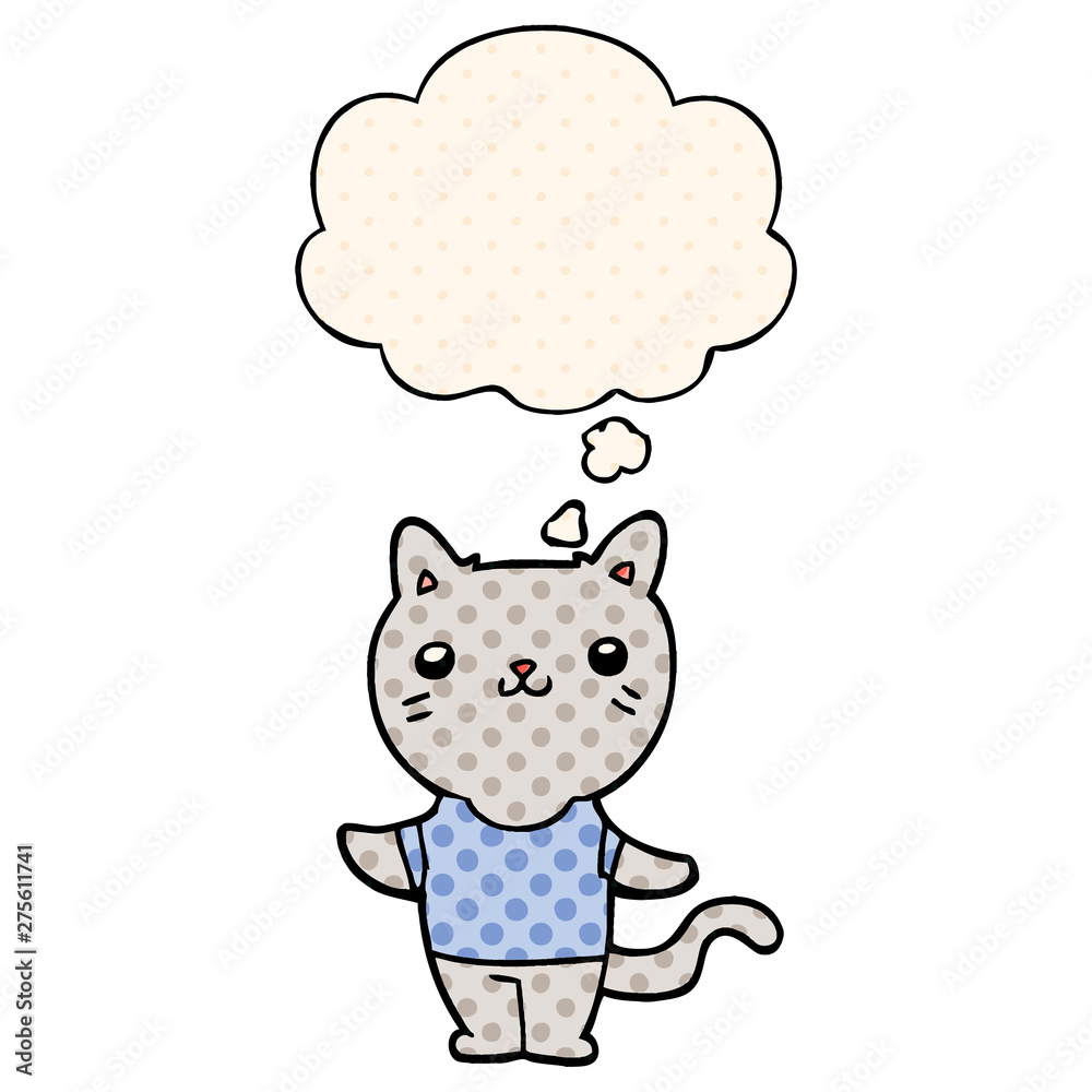 cartoon cat and thought bubble in comic book style cartoon cat and thought bubble in comic book style
