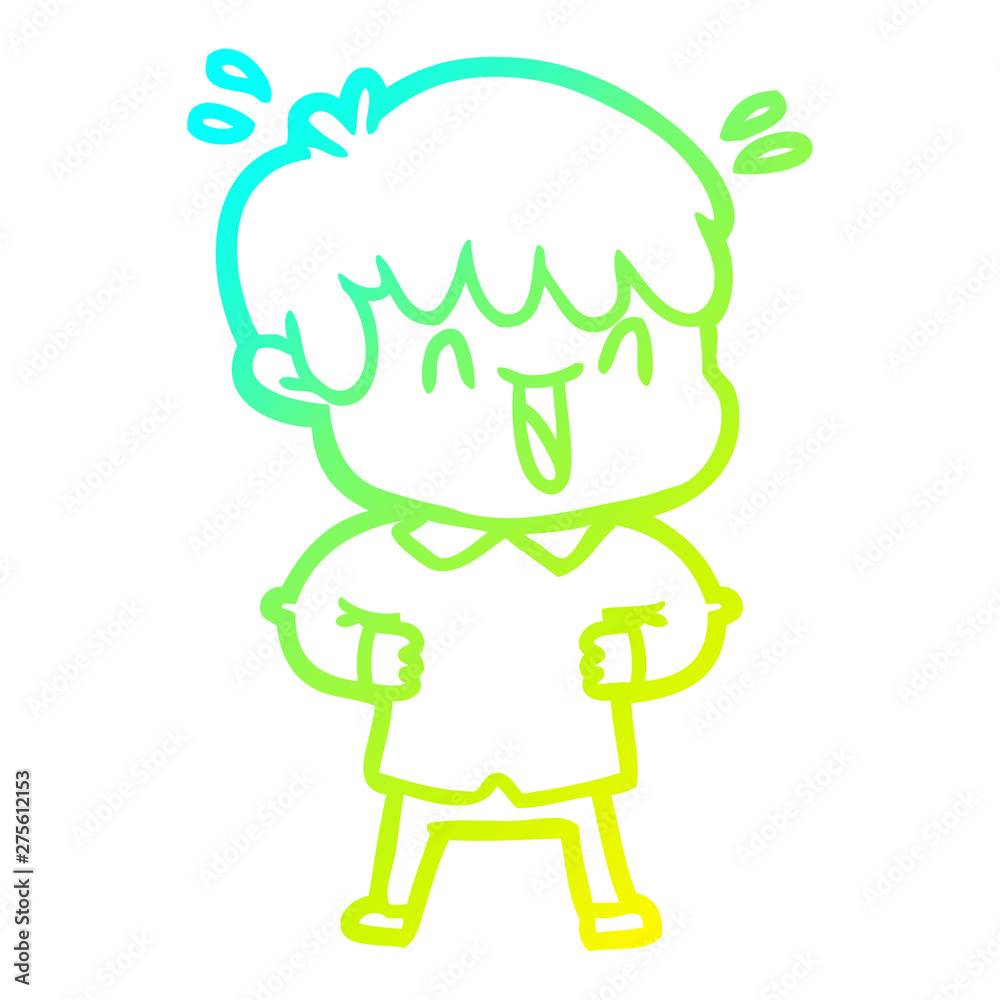 cold gradient line drawing cartoon laughing boy cold gradient line drawing cartoon laughing boy