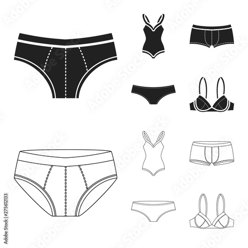 Vector design of bikini and fashion sign. Set of bikini and swimsuit vector icon for stock.