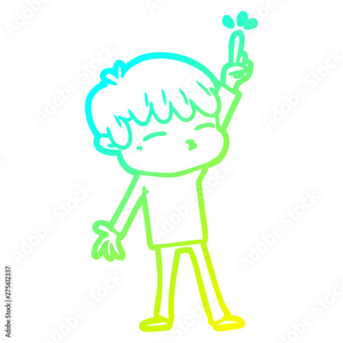 cold gradient line drawing cartoon curious boy