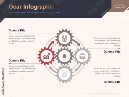 Flat business presentation brochure vector slide template with awesome layout vector color diagrams