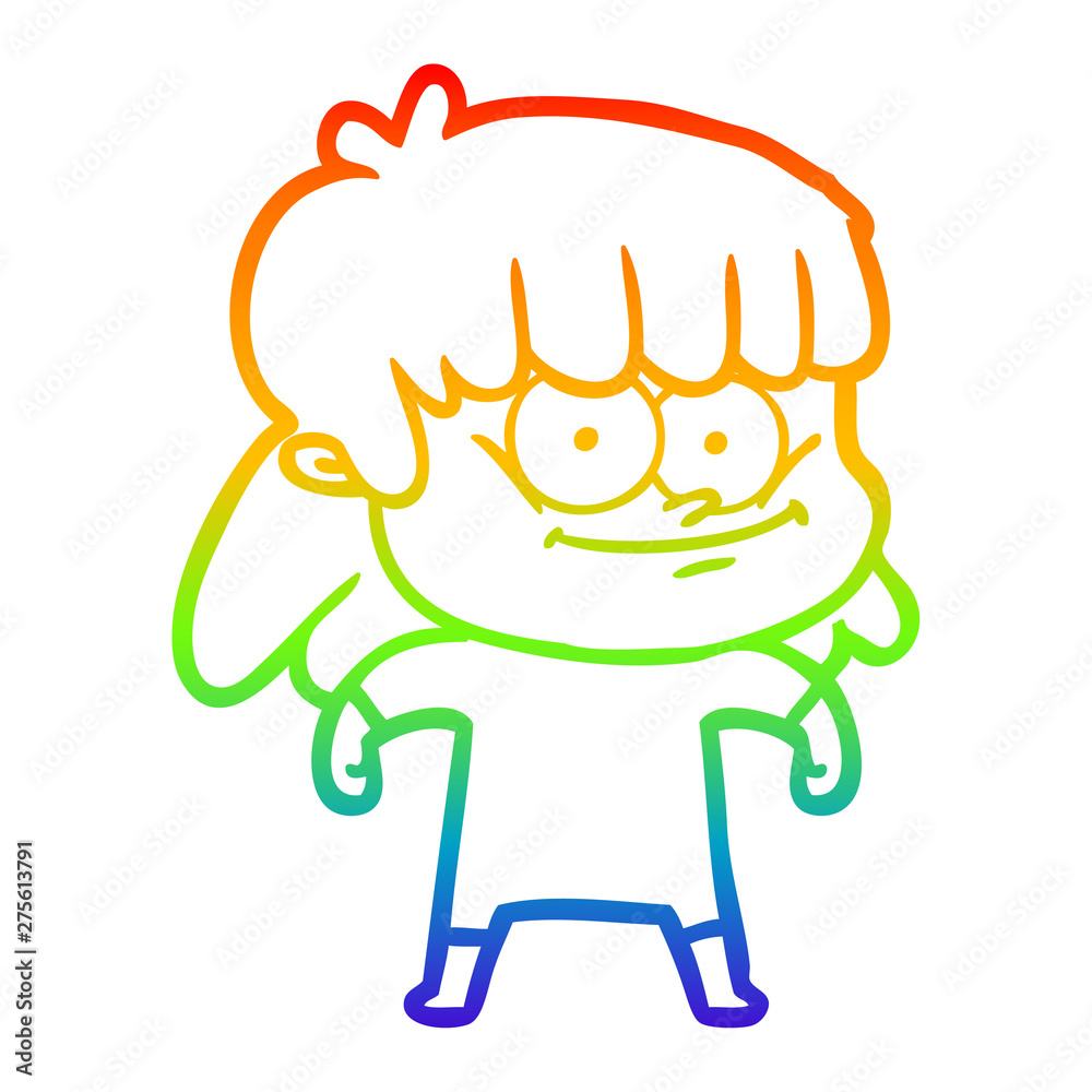 rainbow gradient line drawing cartoon smiling woman rainbow gradient line drawing cartoon smiling woman