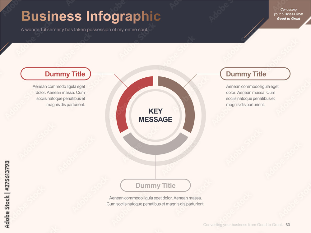 Flat business presentation brochure vector slide template with awesome ...