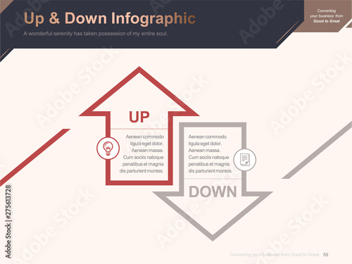 Flat business presentation brochure vector slide template with awesome layout vector color diagrams