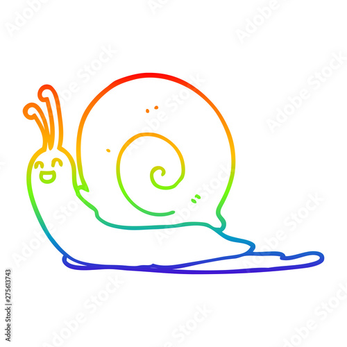 rainbow gradient line drawing cartoon snail
