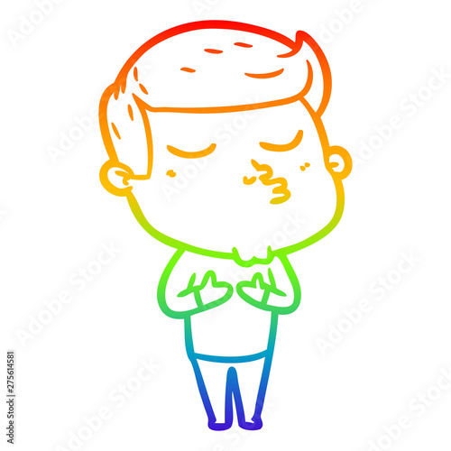 rainbow gradient line drawing cartoon model guy pouting
