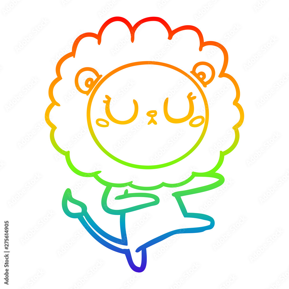 rainbow gradient line drawing cartoon lion dancing rainbow gradient line drawing cartoon lion dancing