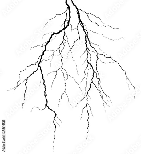 A lightning stroke in the night sky.