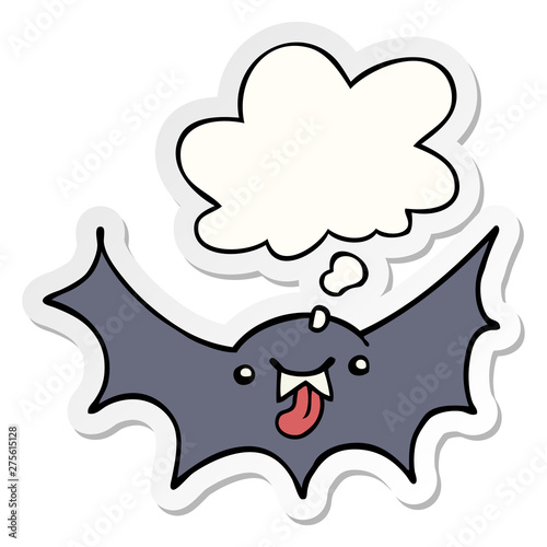 Fototapeta Naklejka Na Ścianę i Meble -  cartoon vampire bat and thought bubble as a printed sticker
