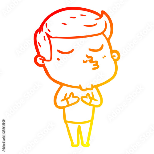 warm gradient line drawing cartoon model guy pouting