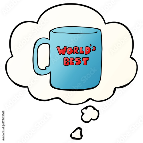worlds best mug and thought bubble in smooth gradient style