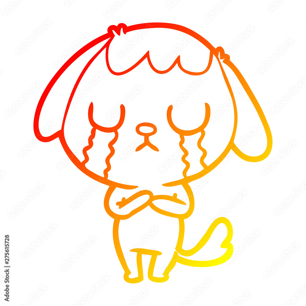 warm gradient line drawing cute cartoon dog crying warm gradient line drawing cute cartoon dog crying