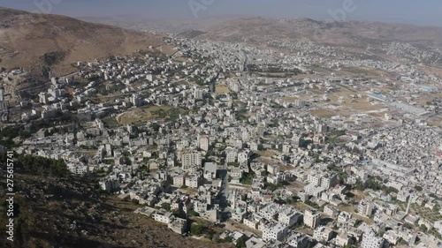 Aerial view of the Palestinian city of Nablus. The refugee camp. photo