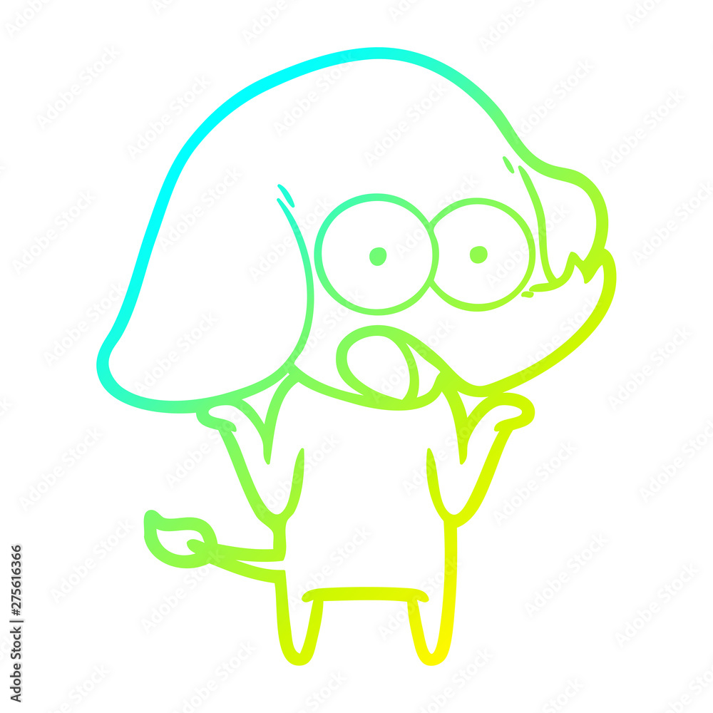 cold gradient line drawing cute cartoon elephant cold gradient line drawing cute cartoon elephant