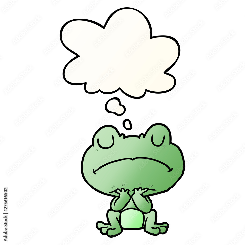 cartoon frog and thought bubble in smooth gradient style