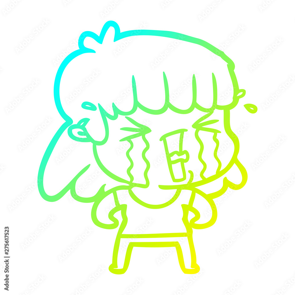 cold gradient line drawing cartoon woman in tears cold gradient line drawing cartoon woman in tears
