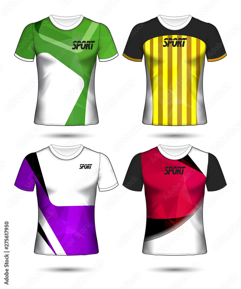 Naklejka premium Set of soccer or football jersey template t-shirt style, Design your football club vector illustration