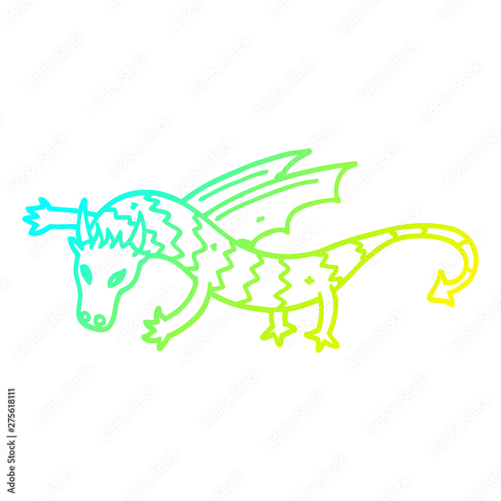 cold gradient line drawing cartoon flying dragon cold gradient line drawing cartoon flying dragon