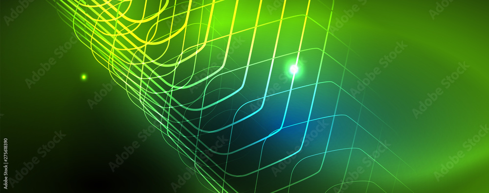 Neon glowing techno lines, hi-tech futuristic abstract background template, vector Neon glowing techno lines, hi-tech futuristic abstract background template, vector