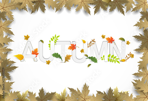 Wallpaper Mural leaf Autumn white frame border Banner.sale,season.premium Torontodigital.ca