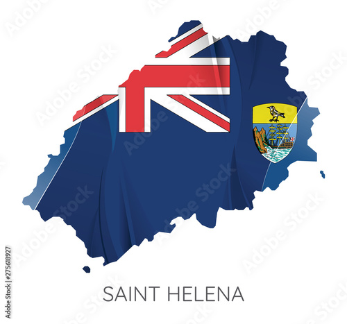 Map Of Saint Helena With Flag, Vector Illustration