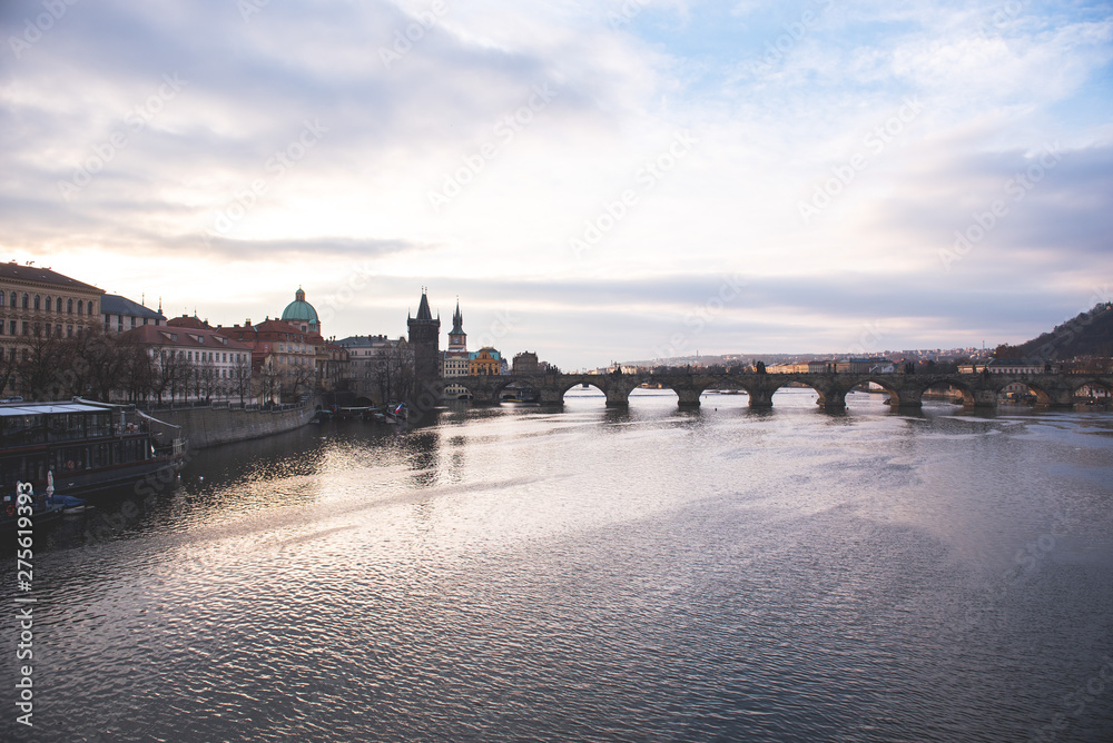 Obraz premium Prague Winter Markets River