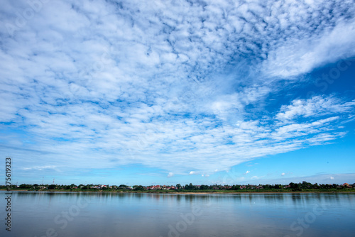The blue sky and the Mekong River are the boundaries between Thailand and Laos.