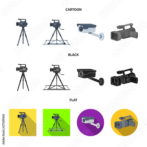 Vector design of camcorder and camera icon. Collection of camcorder and dashboard vector icon for stock.