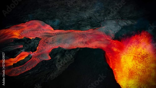 a beautiful still turned into an epic animated photo, lava flowing in puna on the big island of hawaii in 2018. this is the explosive and legendary fissure eight. photo
