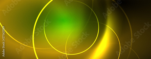 Shiny neon lines template - northern lights glowing blur lines. Futuristic style glow neon 80s disco club or night party techno template