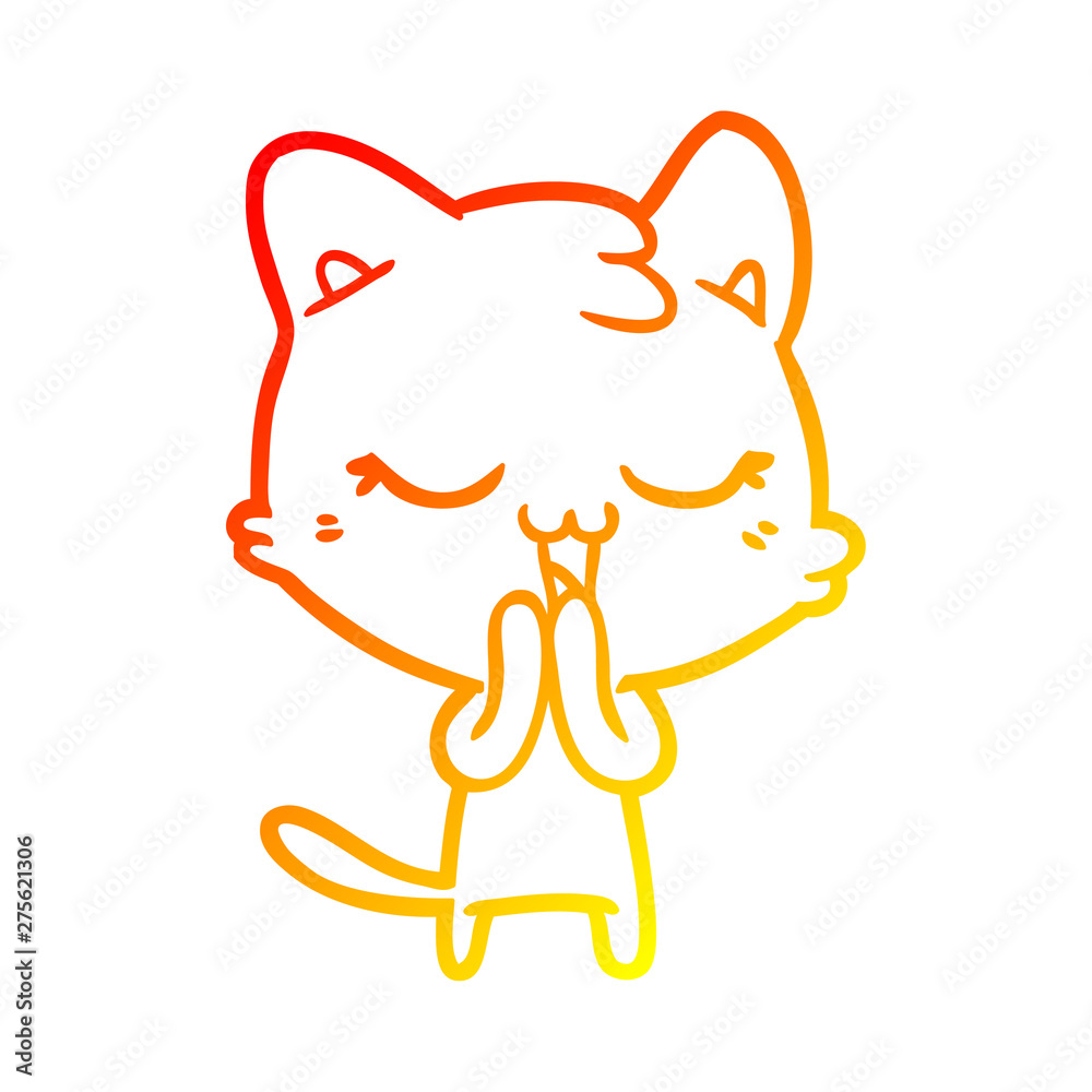 warm gradient line drawing happy cartoon cat warm gradient line drawing happy cartoon cat