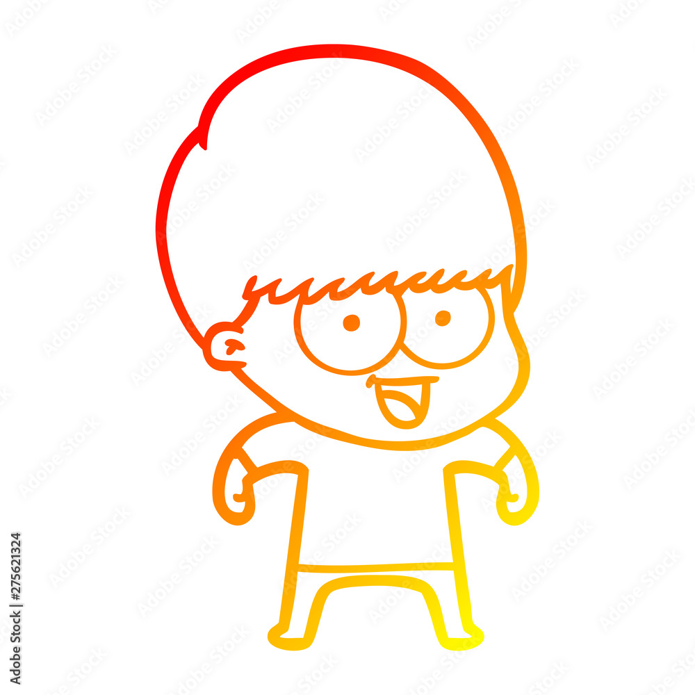 warm gradient line drawing happy cartoon boy warm gradient line drawing happy cartoon boy