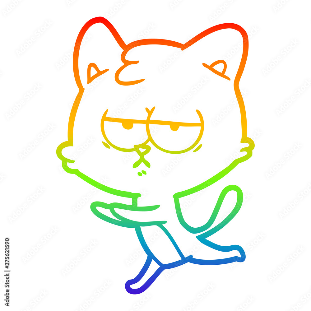 rainbow gradient line drawing bored cartoon cat rainbow gradient line drawing bored cartoon cat