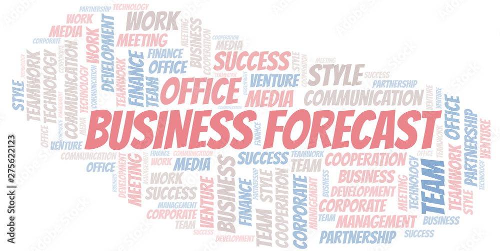 Business Forecast word cloud. Collage made with text only.