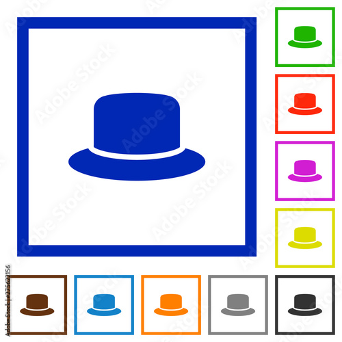 Silk hat flat framed icons