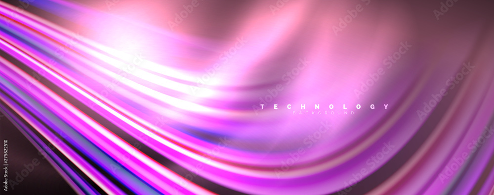 Plakat Fluid color waves with light effects, vector abstract background