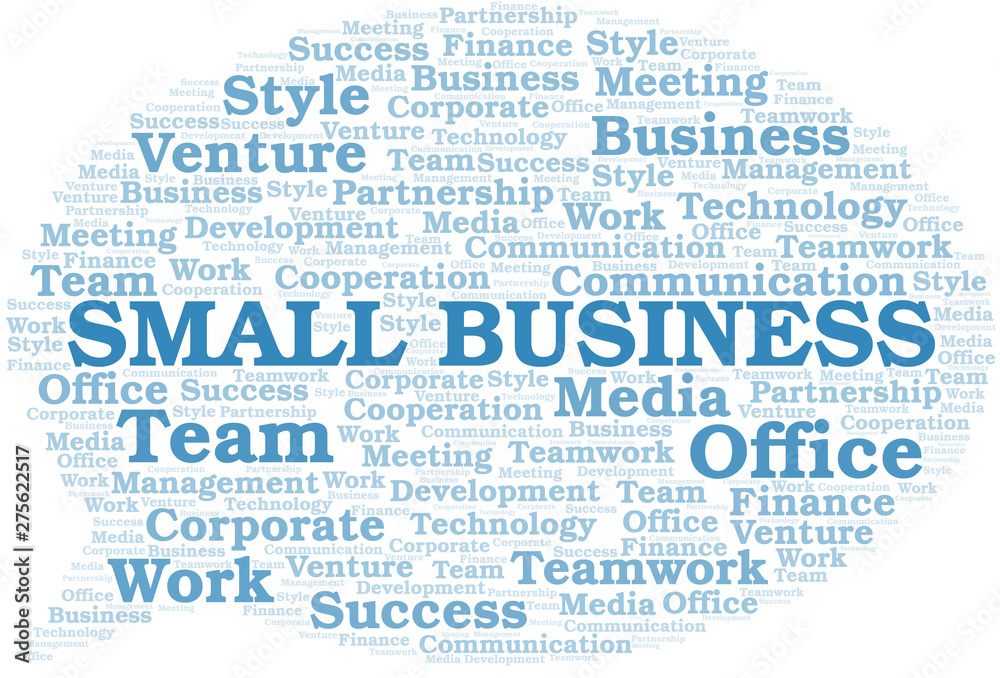 Small Business word cloud. Collage made with text only.