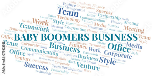 Baby Boomers Business word cloud. Collage made with text only.