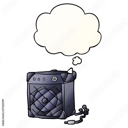 cartoon guitar amp and thought bubble in smooth gradient style