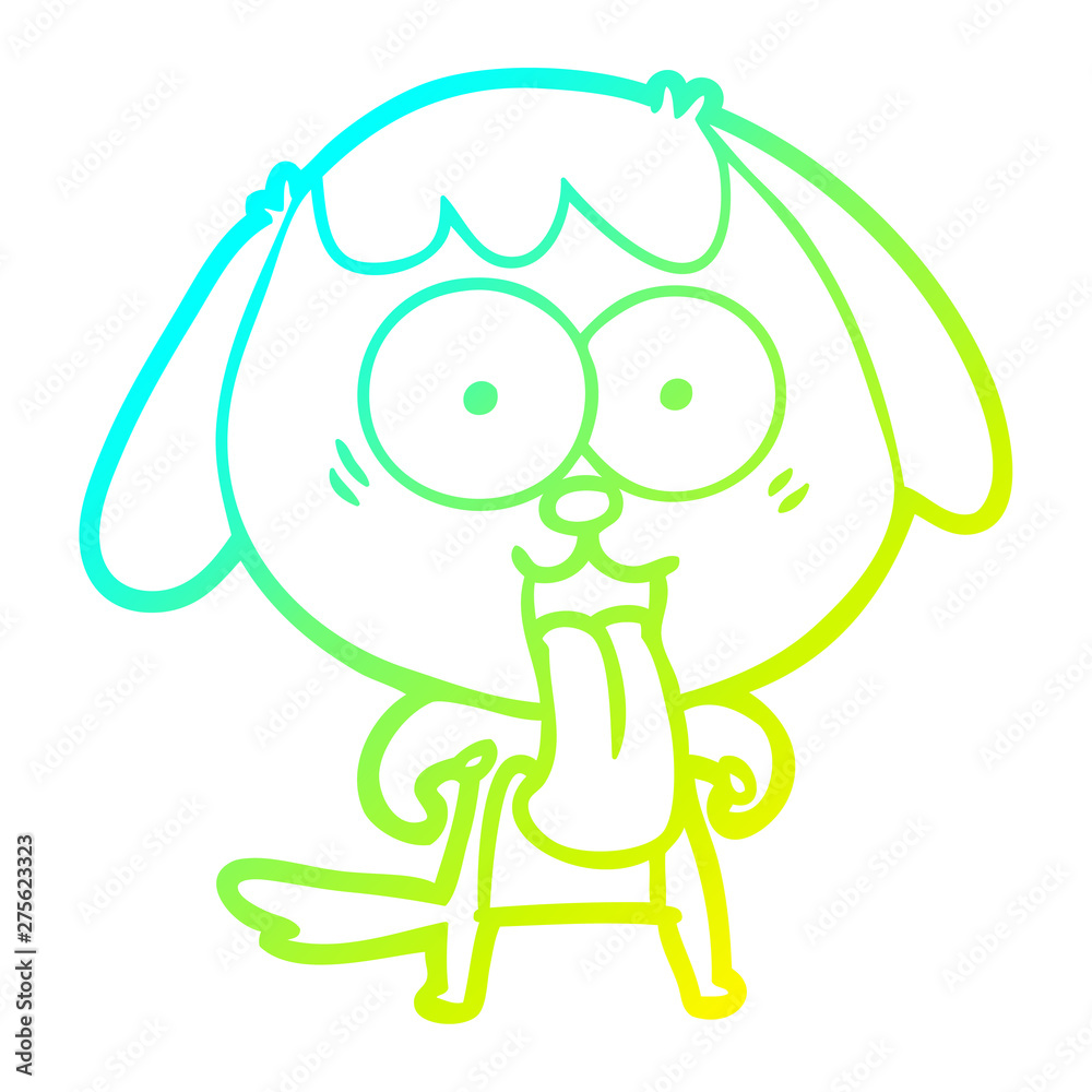 Obraz premium cold gradient line drawing cute cartoon dog