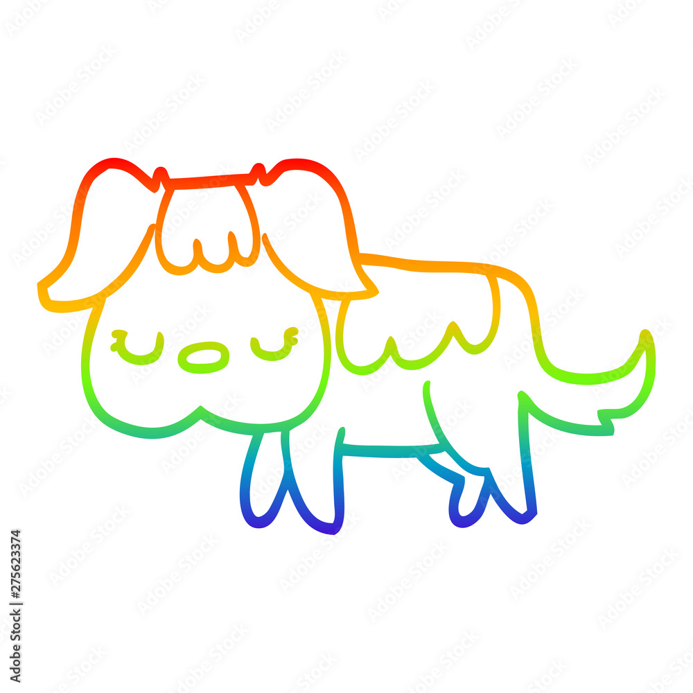 Obraz premium rainbow gradient line drawing cartoon dog